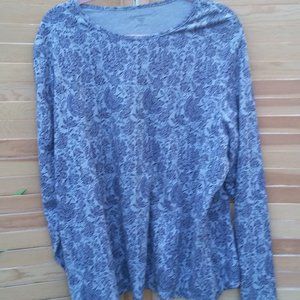 Blue paisley long sleeve top